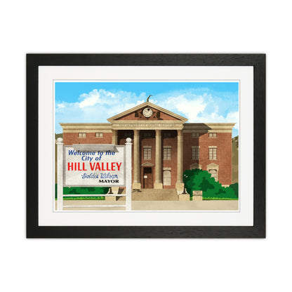 Hill Valley 1985 Revised Art Print by Richard O'Neill Black Grain