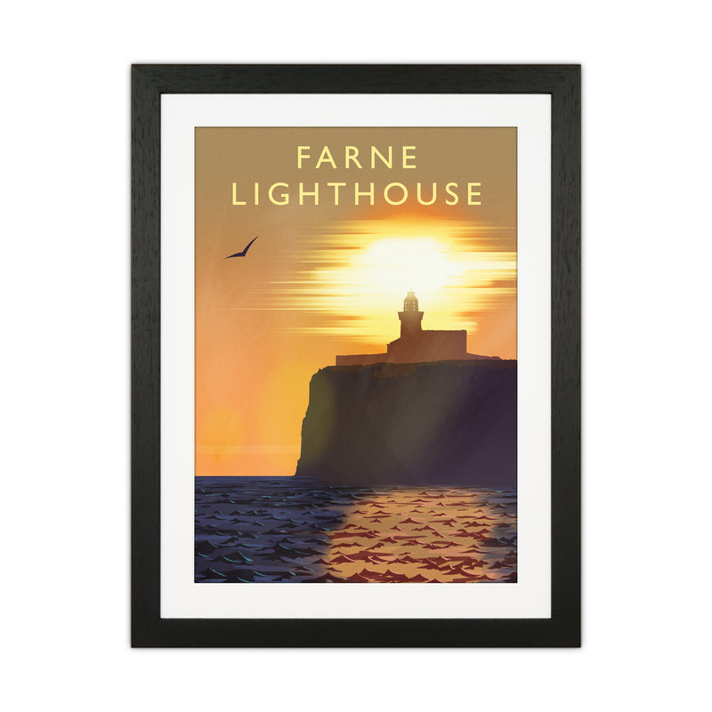 Farne Lighthouse portrait Travel Art Print by Richard O'Neill Black Grain