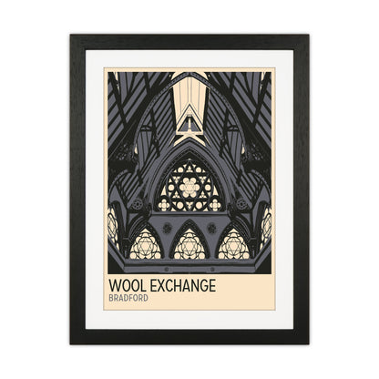 Wool Exchange, Bradford Travel Art Print by Richard O'Neill Black Grain