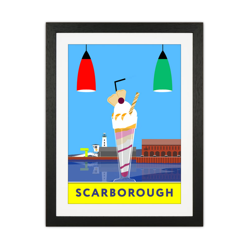 Icecream at Scarborough Travel Art Print by Richard O'Neill Black Grain