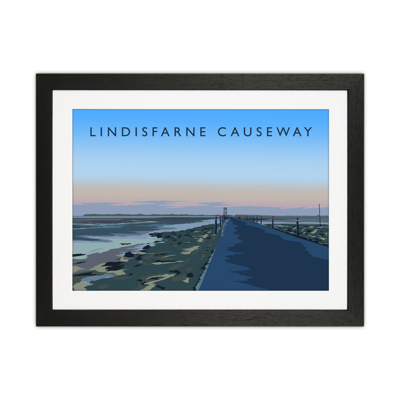 Lindisfarne Causeway Travel Art Print by Richard O'Neill Black Grain