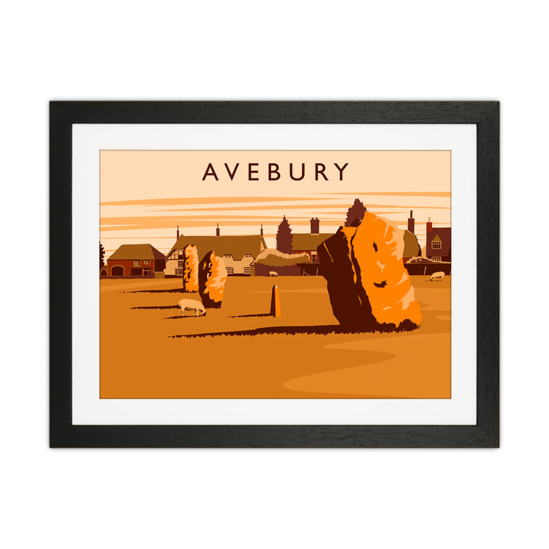 Avebury Travel Art Print by Richard O'Neill Black Grain
