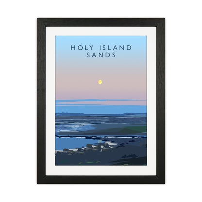 Holy Island Sands portrait Travel Art Print by Richard O'Neill Black Grain