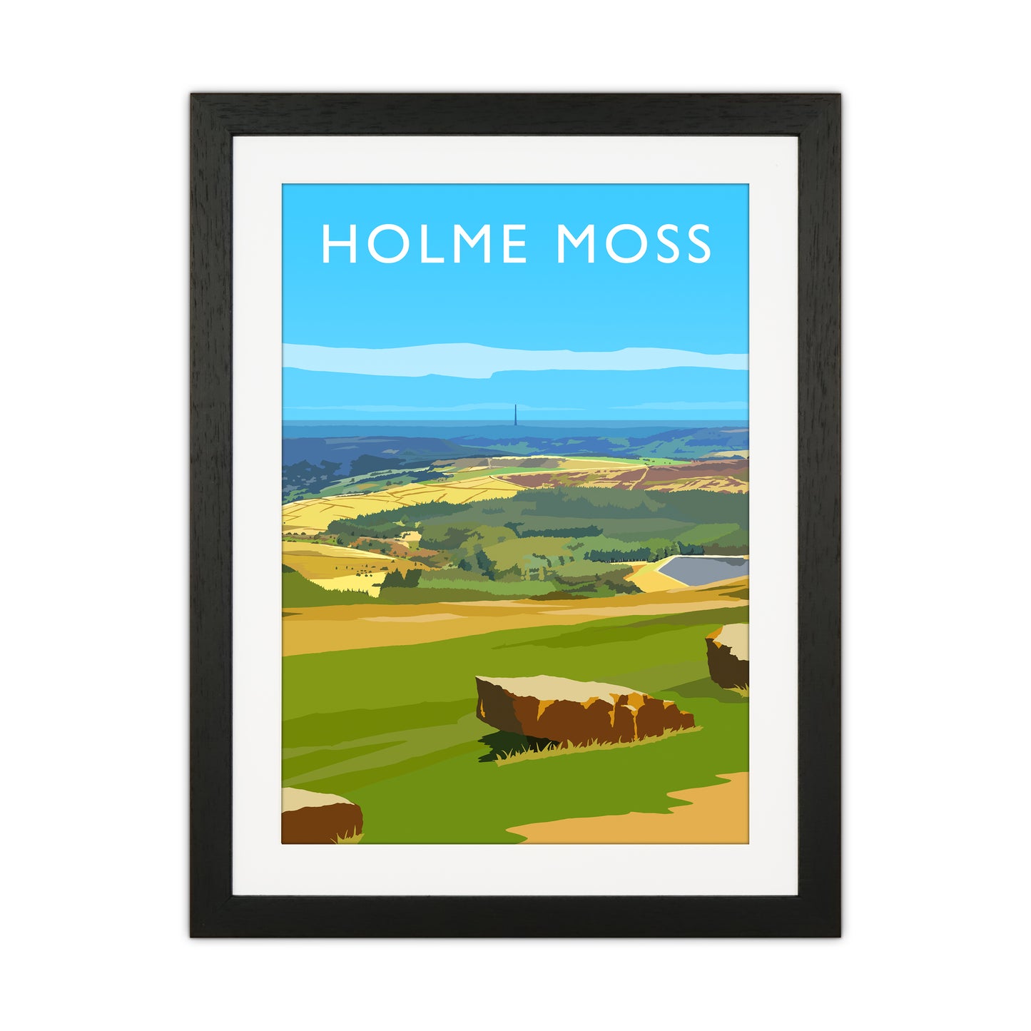 Holme Moss portrait Travel Art Print by Richard O'Neill Black Grain