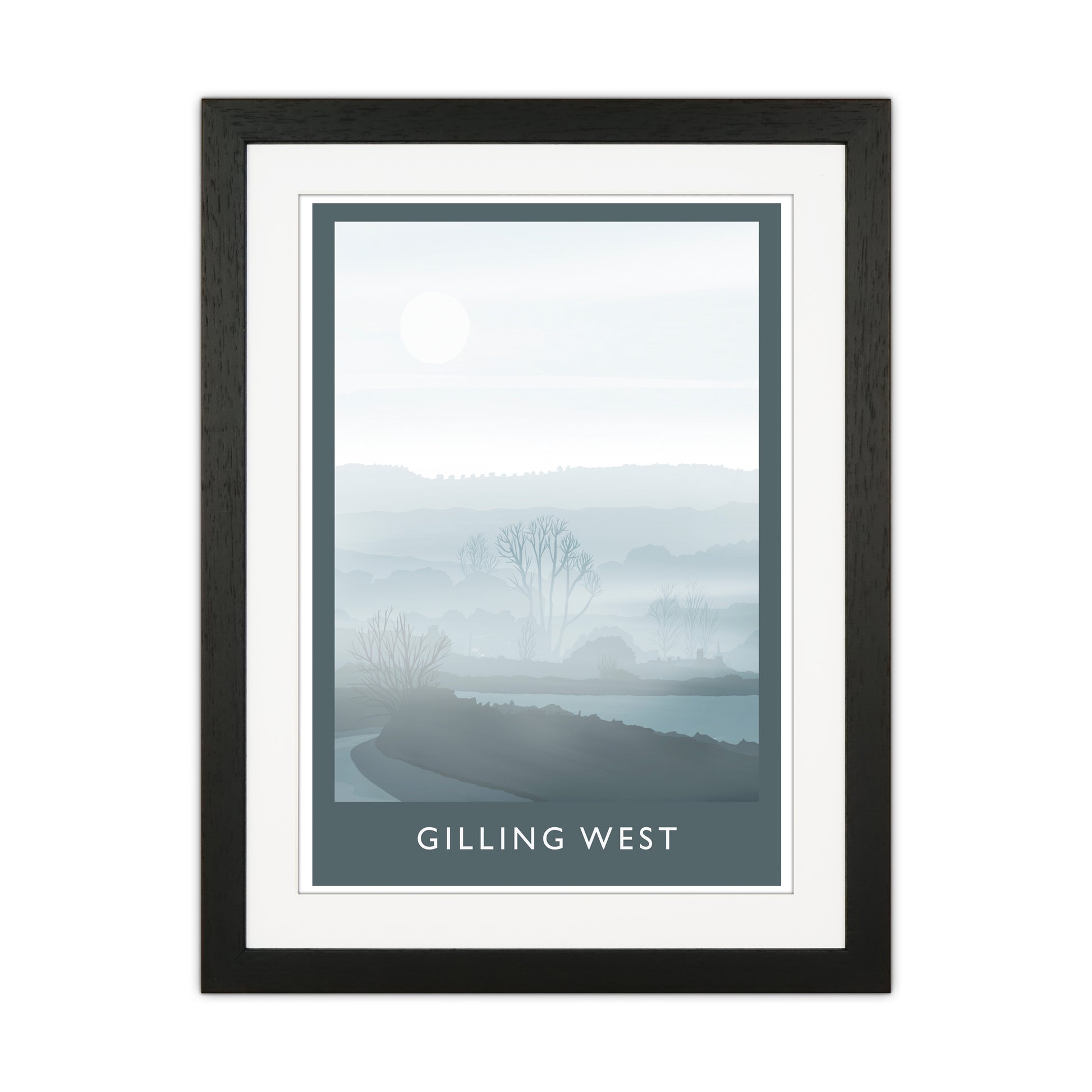 Gilling West (Winter) Portrait Travel Art Print by Richard O'Neill Black Grain