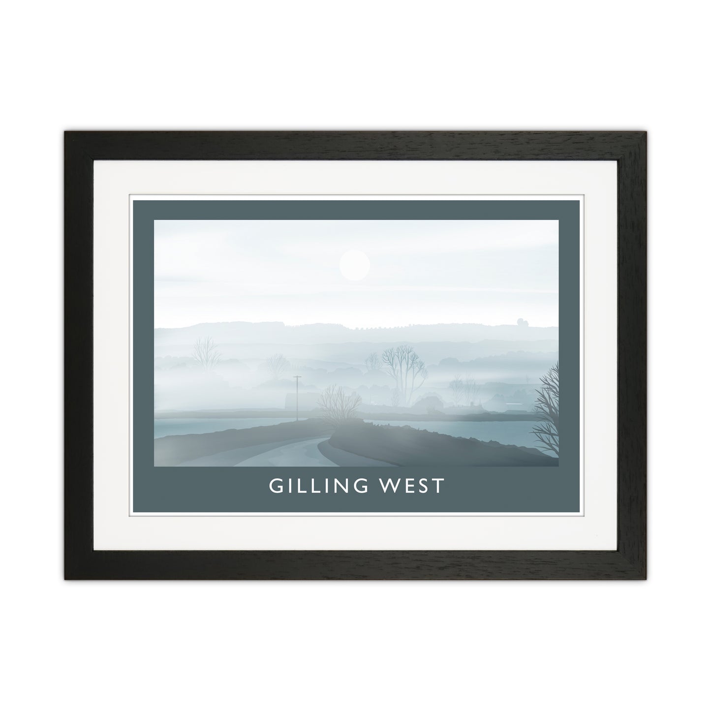 Gilling West (Winter) Travel Art Print by Richard O'Neill Black Grain