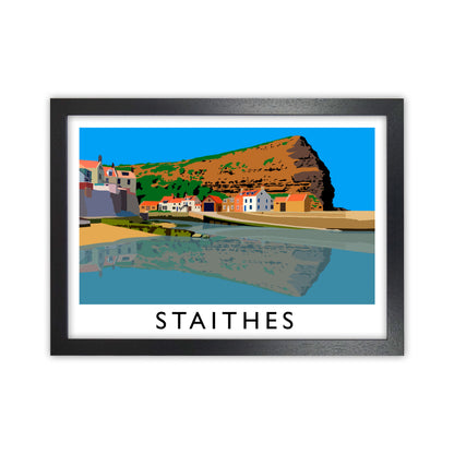 Staithes Art Print by Richard O'Neill Black Grain