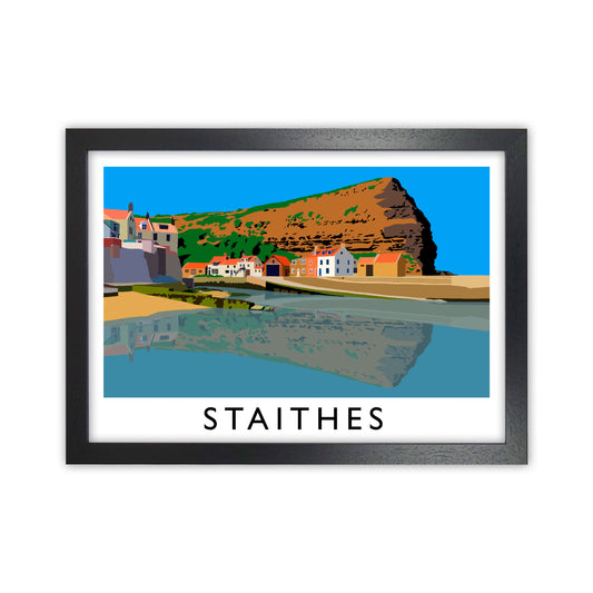 Staithes Art Print by Richard O'Neill Black Grain