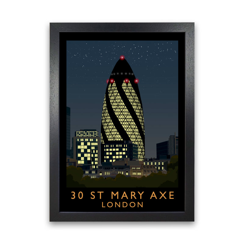 30 St Mary Axe London Travel Art Print by Richard O'Neill Black Grain