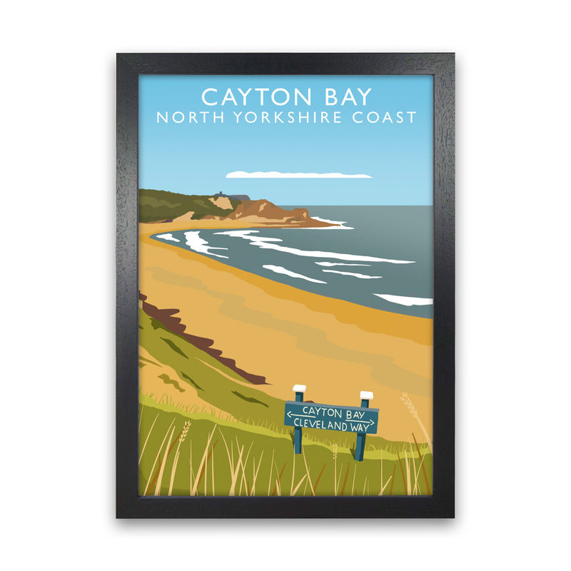 Cayton Bay North Yorkshire Coast Framed Digital Art Print by Richard O'Neill Black Grain