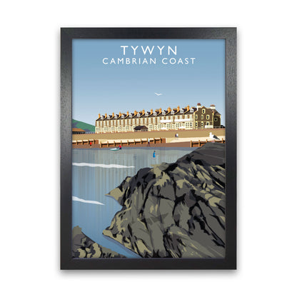 Tywyn Cambrian Coast Framed Digital Art Print by Richard O'Neill Black Grain