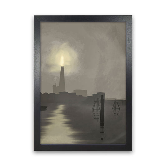 Shard In Fog Travel Art Print by Richard O'Neill, Framed Wall Art Black Grain