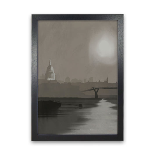 St. Paul's In Fog Travel Art Print by Richard O'Neill, Framed Wall Art Black Grain