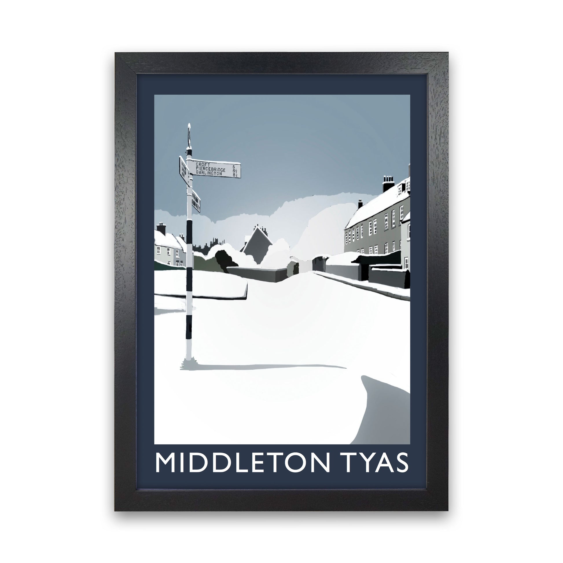 Middleton Tyas Travel Art Print by Richard O'Neill, Framed Wall Art Black Grain