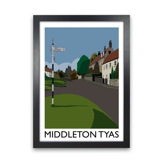 Middleton Tyas Travel Art Print by Richard O'Neill, Framed Wall Art Black Grain