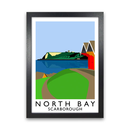 North Bay Scarborough Travel Art Print by Richard O'Neill, Framed Wall Art Black Grain