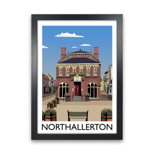Northallerton Travel Art Print by Richard O'Neill, Framed Wall Art Black Grain