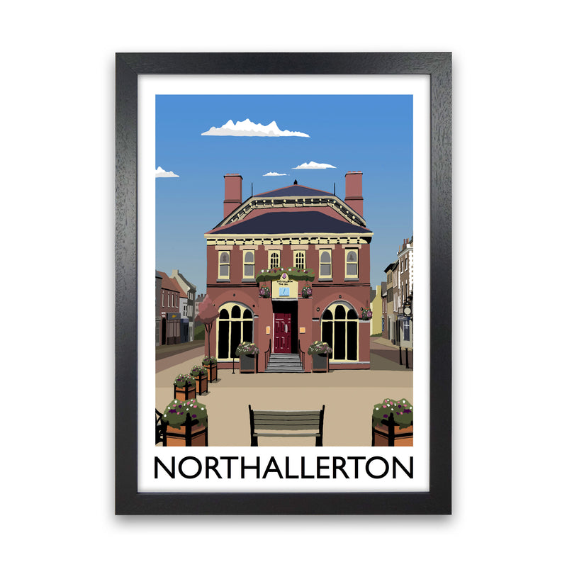 Northallerton Travel Art Print by Richard O'Neill, Framed Wall Art Black Grain