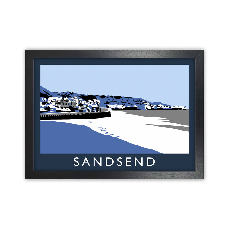 Sandsend Travel Art Print by Richard O'Neill, Framed Wall Art Black Grain