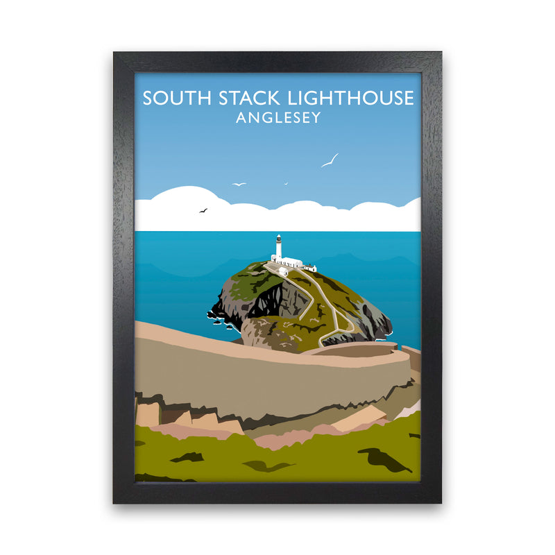 South Stack Lighthouse Anglesey Travel Art Print by Richard O'Neill Black Grain