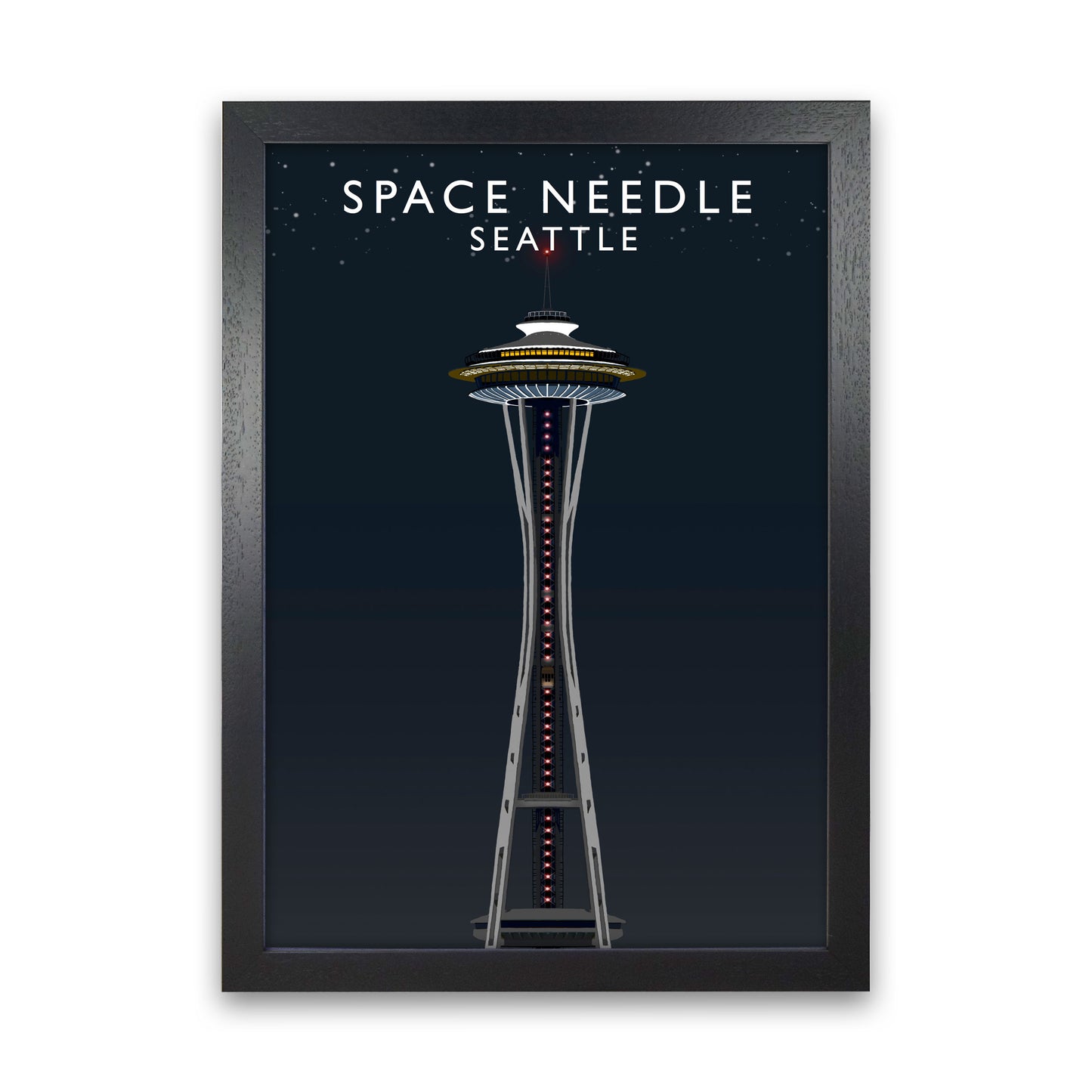 Space Needle Seattle Art Print by Richard O'Neill Black Grain