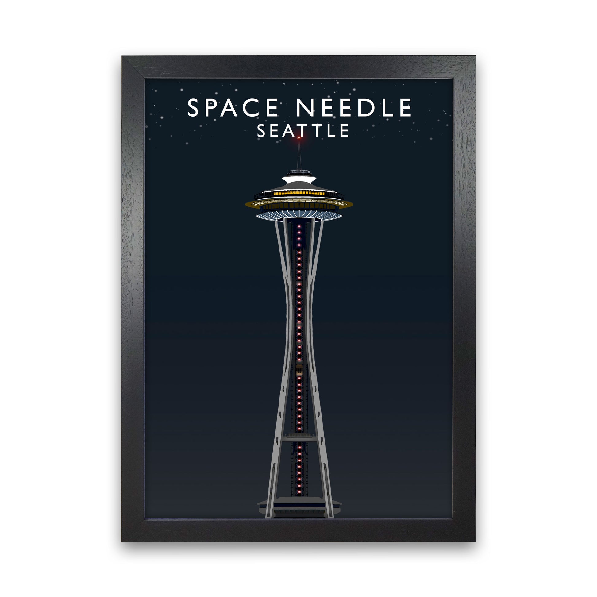 Space Needle Seattle Art Print by Richard O'Neill Black Grain