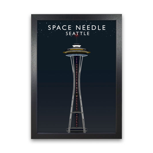 Space Needle Seattle Art Print by Richard O'Neill Black Grain