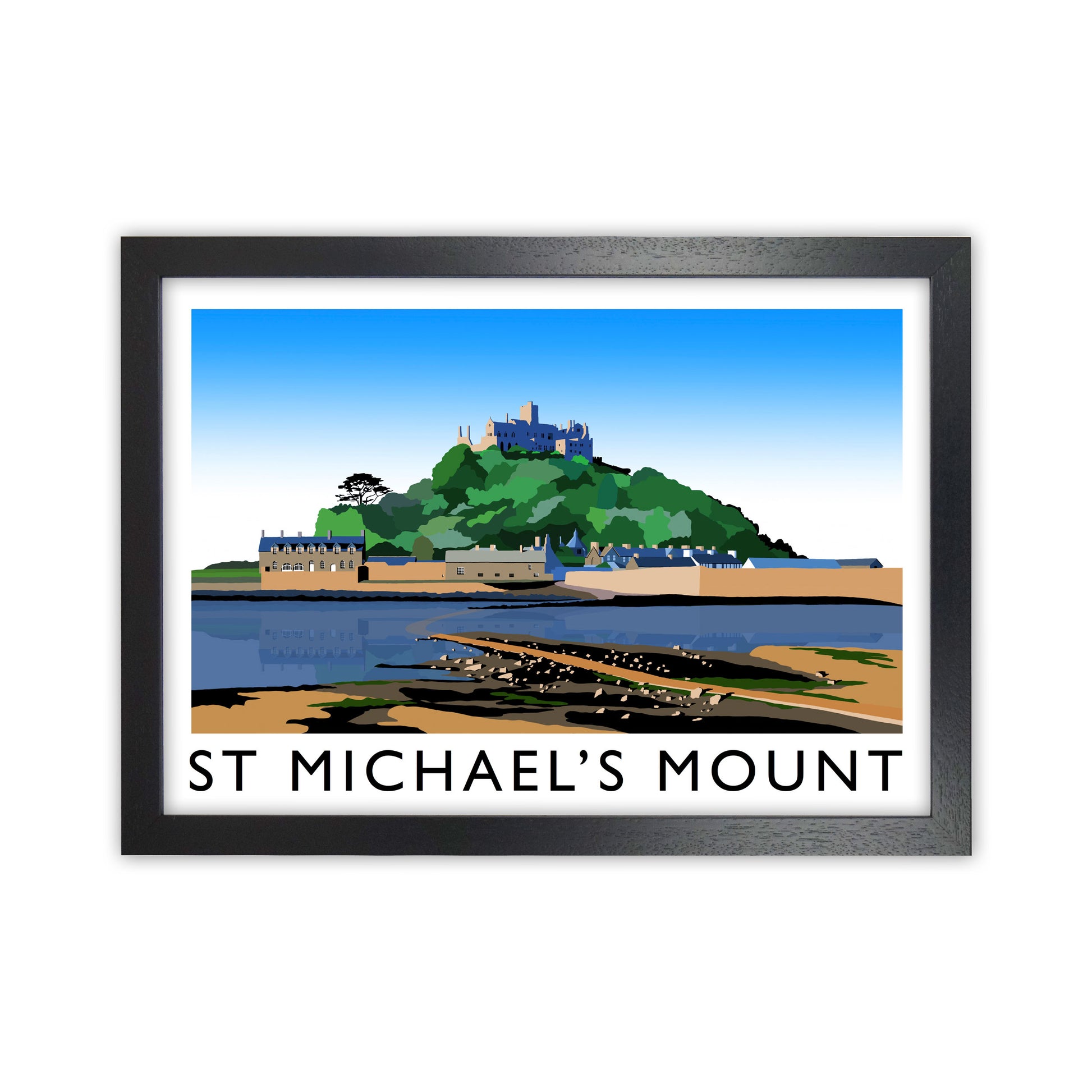 St Michael's Mount Framed Digital Art Print by Richard O'Neill Black Grain