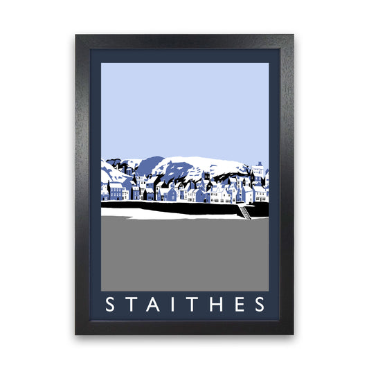 Staithes Travel Art Print by Richard O'Neill, Framed Wall Art Black Grain