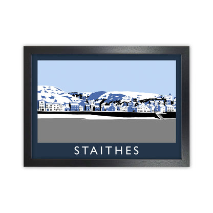Staithes Travel Art Print by Richard O'Neill, Framed Wall Art Black Grain