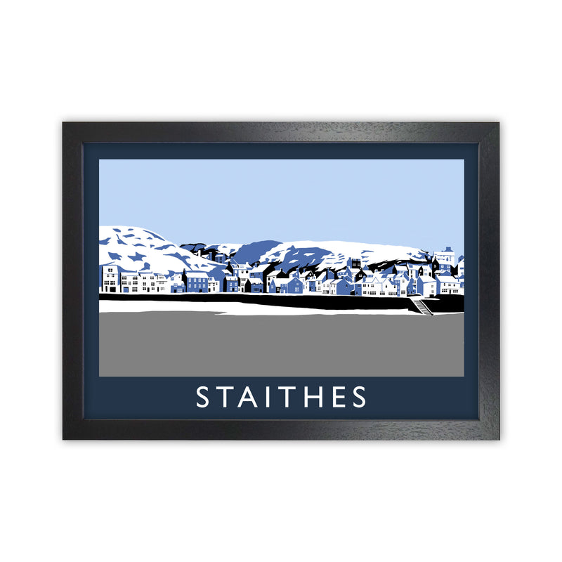 Staithes Travel Art Print by Richard O'Neill, Framed Wall Art Black Grain