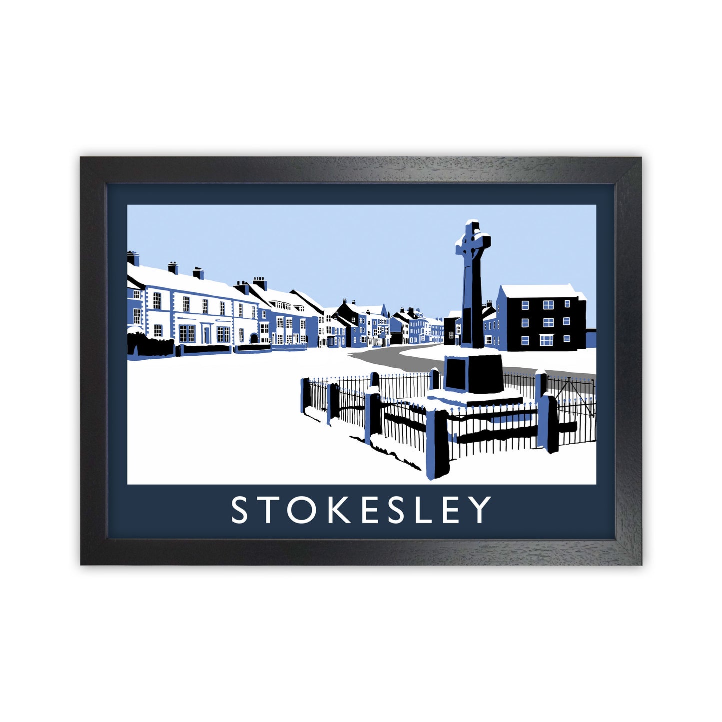 Stokesley Travel Art Print by Richard O'Neill, Framed Wall Art Black Grain