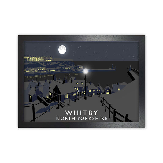 Whitby Travel Art Print by Richard O'Neill, Framed Wall Art Black Grain