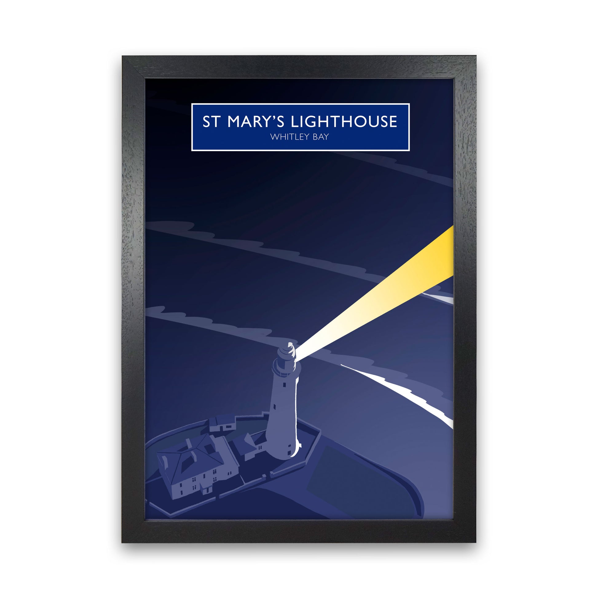 St Mary's Lighthouse Whitley Bay Framed Art Print by Richard O'Neill Black Grain