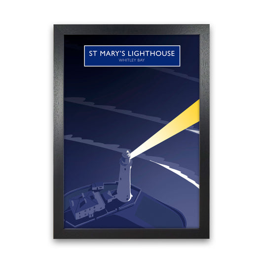 St Mary's Lighthouse Whitley Bay Framed Art Print by Richard O'Neill Black Grain