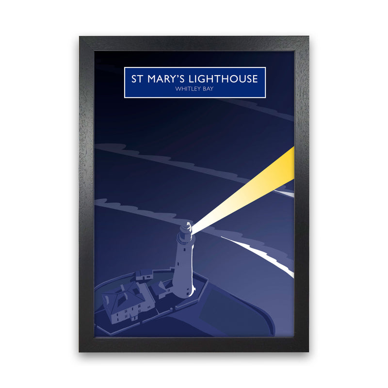 St Mary's Lighthouse Whitley Bay Framed Art Print by Richard O'Neill Black Grain