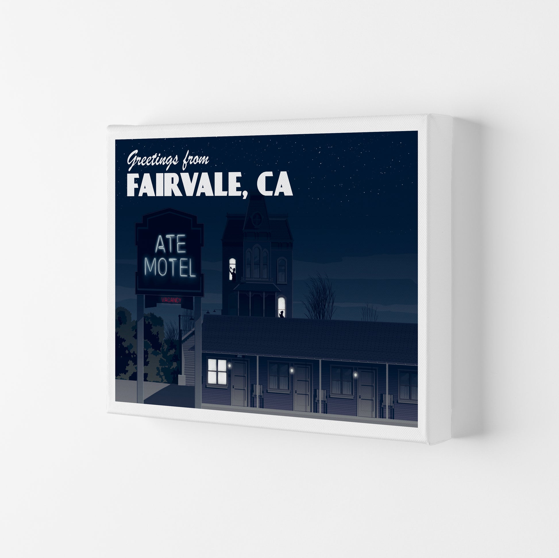Bates Motel Night Art Print by Richard O'Neill Canvas