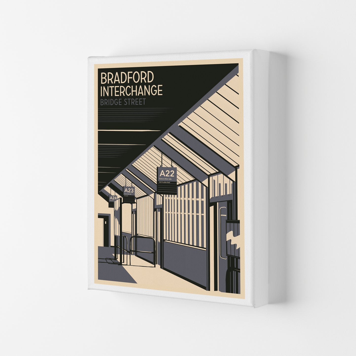 Bradford Interchange, Bridge Street portrait Travel Art Print by Richard O'Neill Canvas