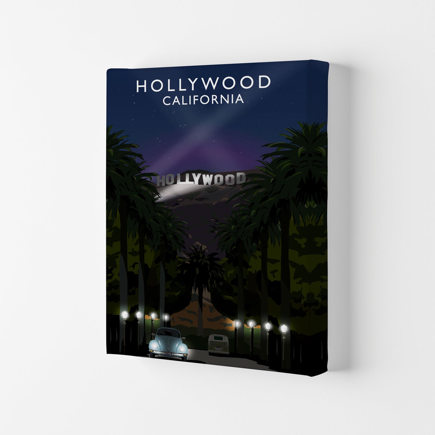 Hollywood California Travel Art Print by Richard O'Neill, Framed Wall Art Canvas