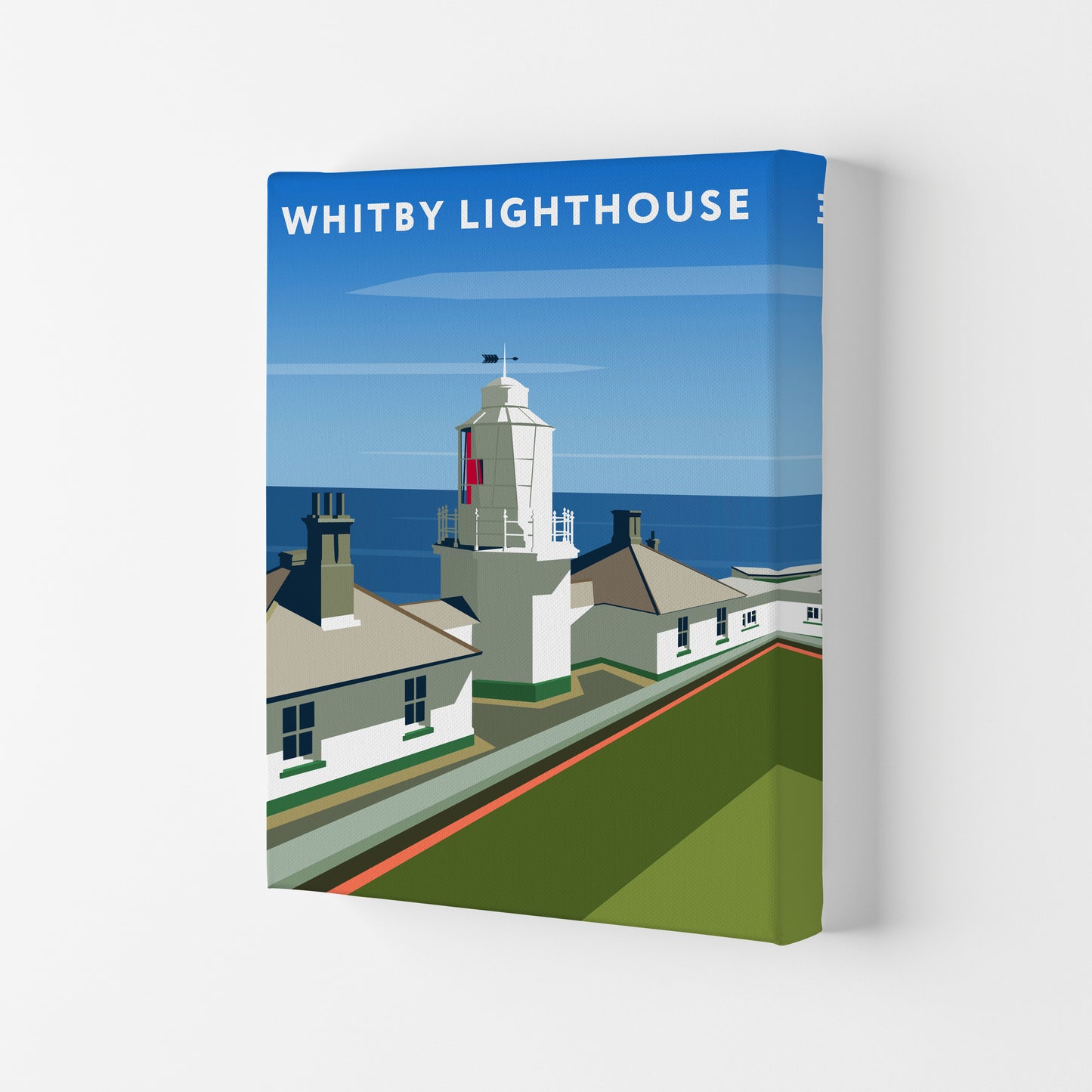Whitby Lighthouse Travel Art Print by Richard O'Neill, Framed Wall Art Canvas