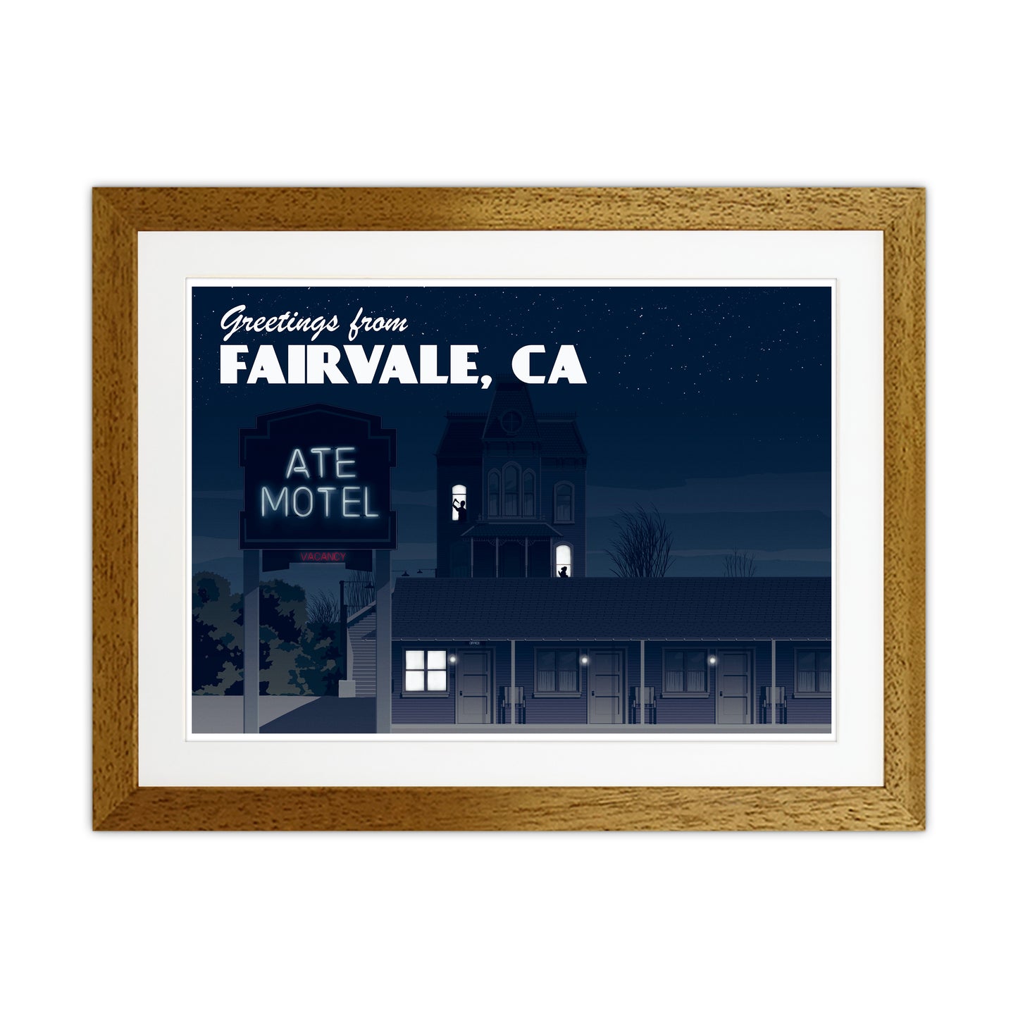 Bates Motel Night Art Print by Richard O'Neill Oak Grain