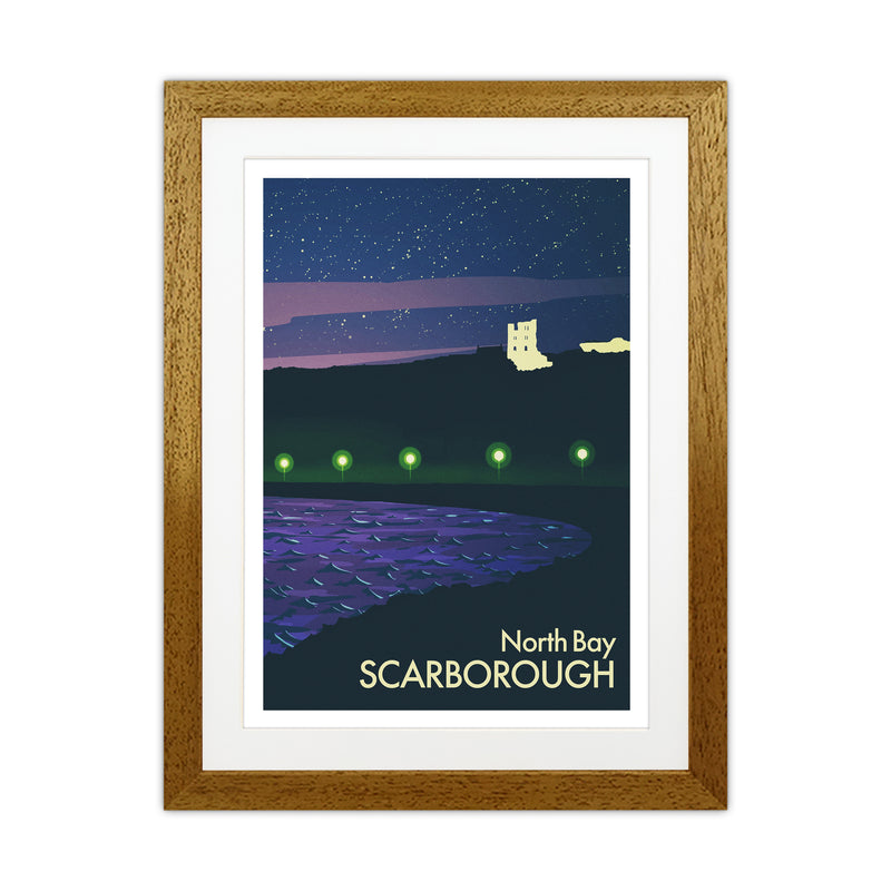 North Bay, Scarborough (Night) Portrait Art Print by Richard O'Neill Oak Grain