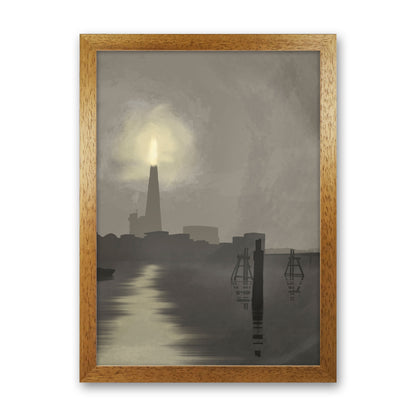 Shard In Fog Travel Art Print by Richard O'Neill, Framed Wall Art Oak Grain