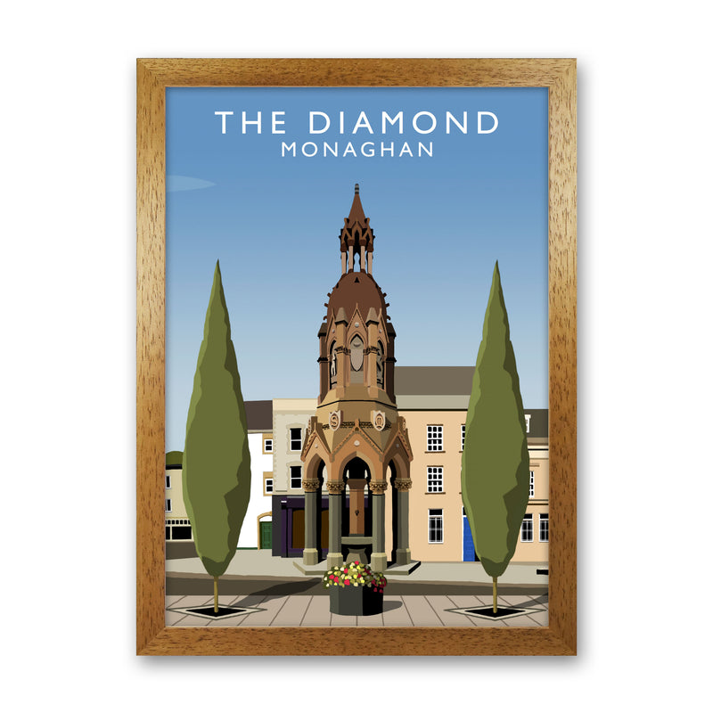 The Diamond Monaghan Travel Art Print by Richard O'Neill, Framed Wall Art Oak Grain