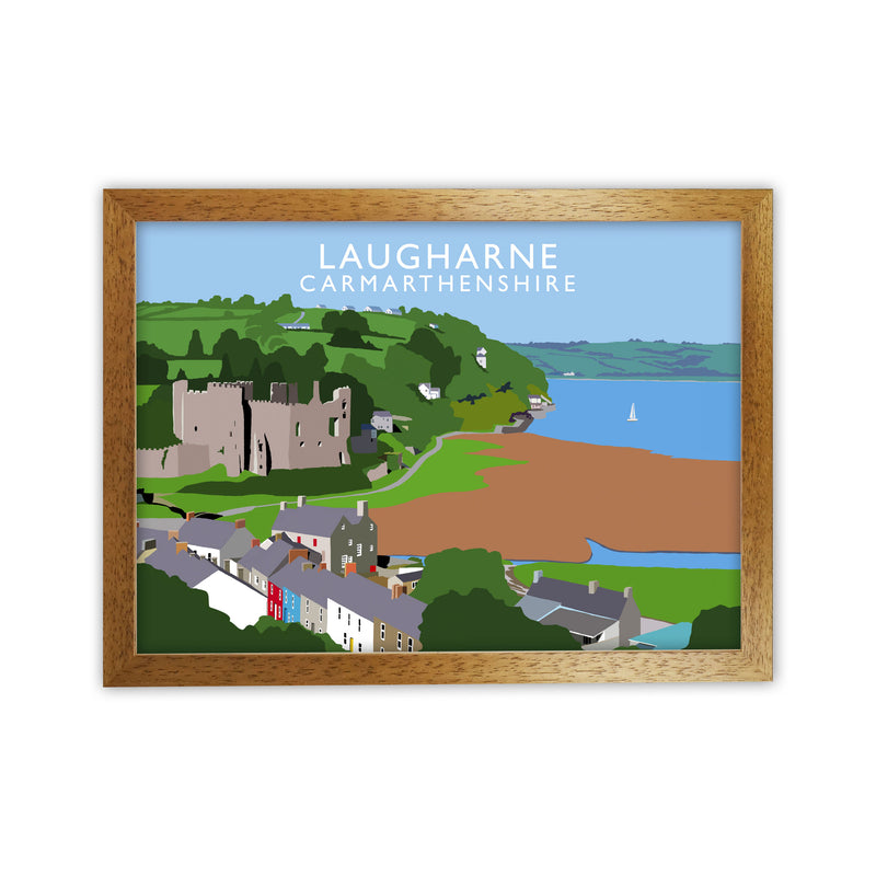 Laugharne Art Print by Richard O'Neill, Framed Wall Art Oak Grain