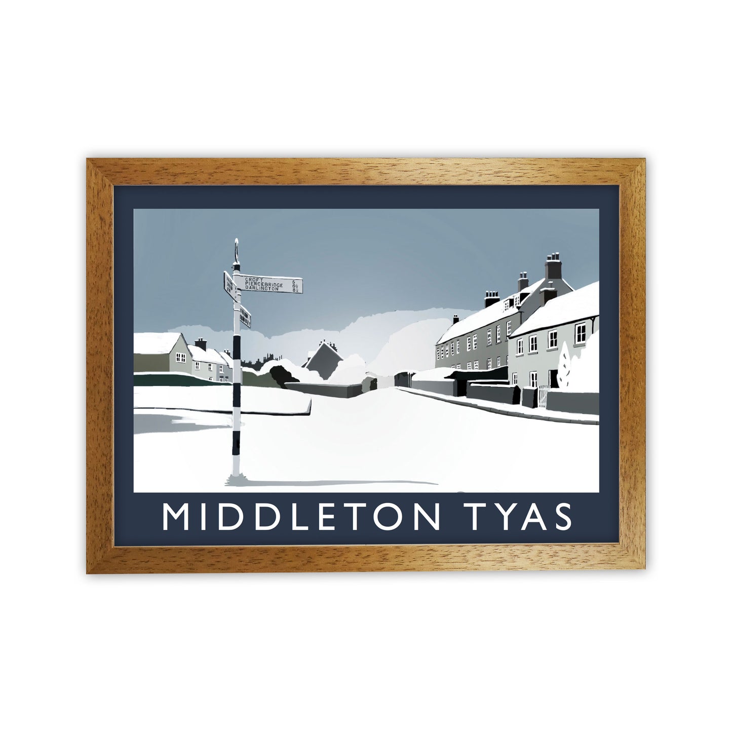Middleton Tyas Travel Art Print by Richard O'Neill, Framed Wall Art Oak Grain