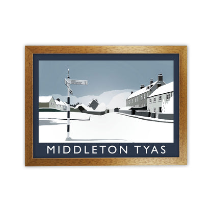 Middleton Tyas Travel Art Print by Richard O'Neill, Framed Wall Art Oak Grain
