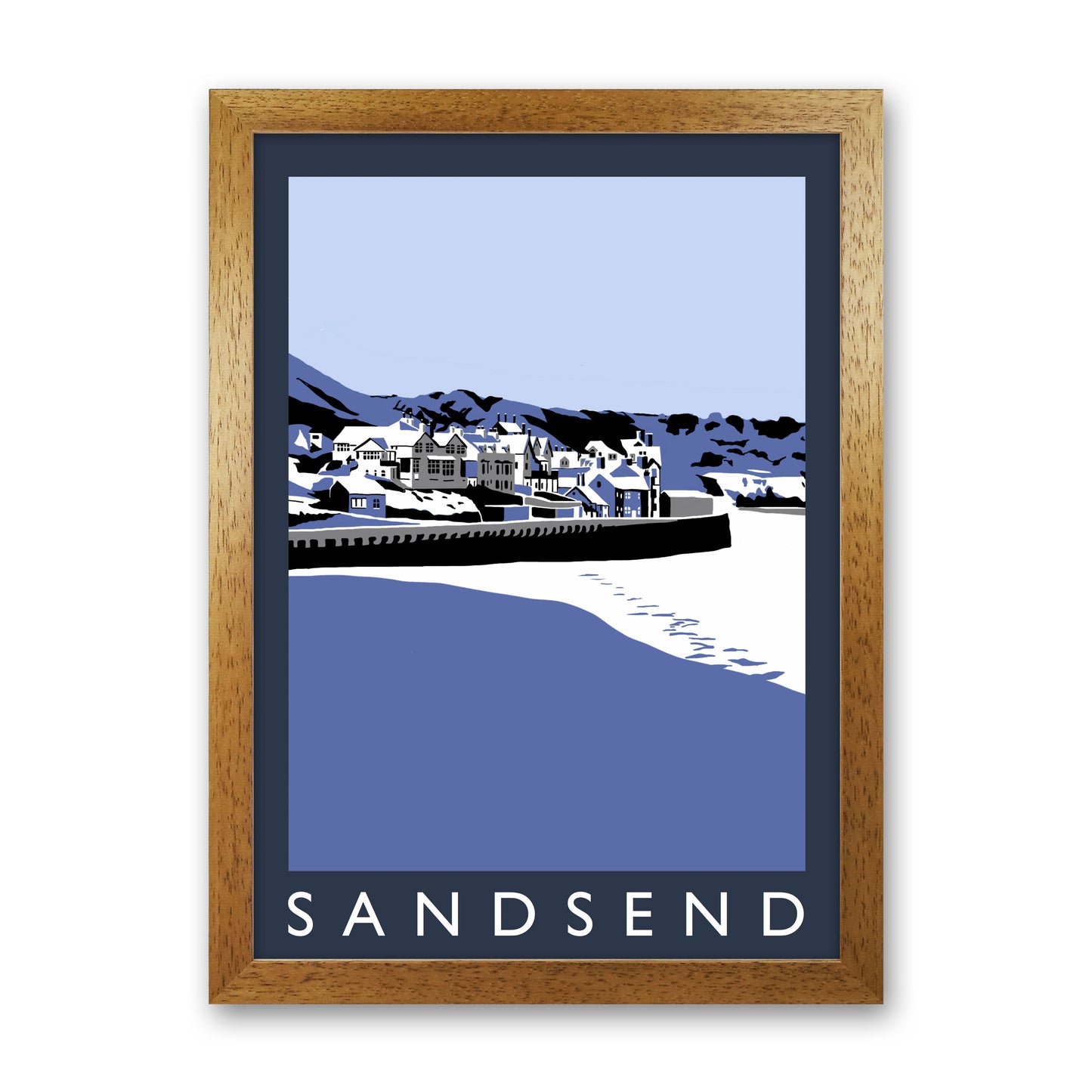 Sandsend Travel Art Print by Richard O'Neill, Framed Wall Art Oak Grain