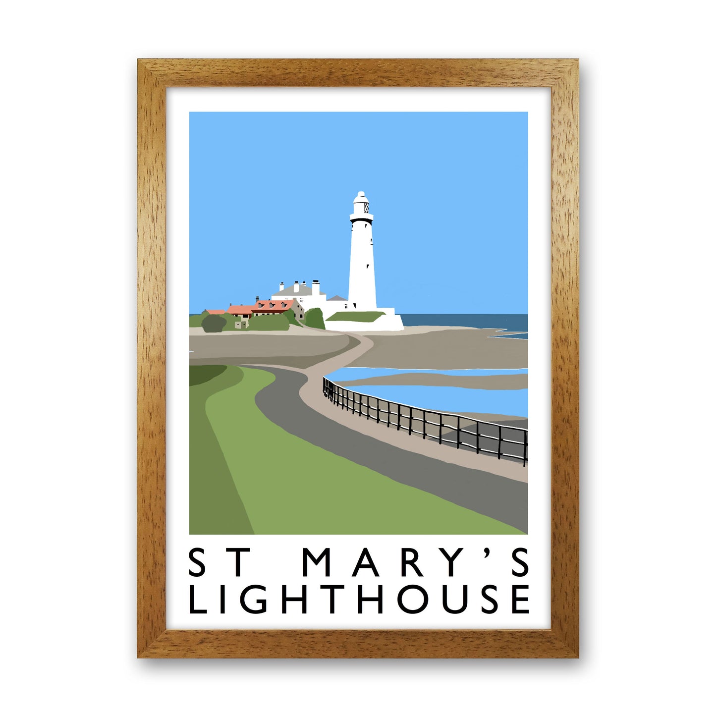 St Mary's Lighthouse Travel Art Print by Richard O'Neill Oak Grain