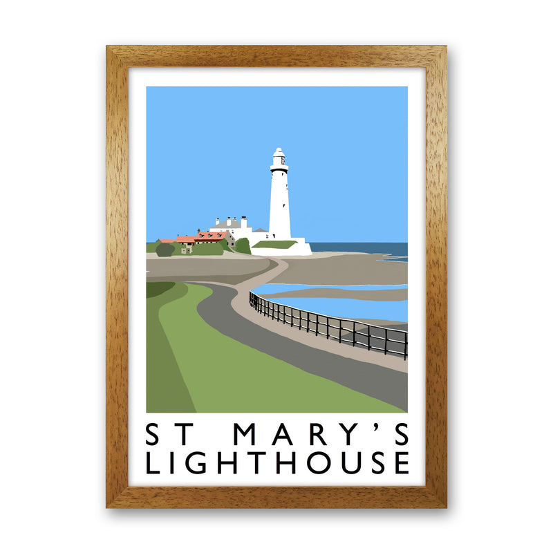 St Mary's Lighthouse Travel Art Print by Richard O'Neill Oak Grain